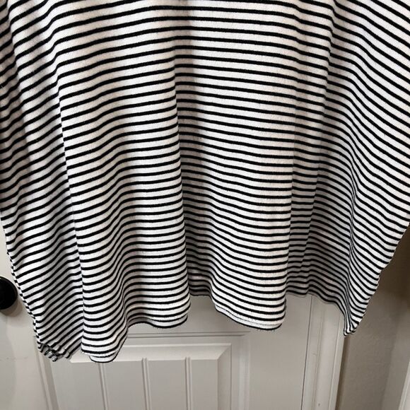 Quacker Factory Shirt Womens Size 2X Bumble Bee Embroidered Black White Striped - Picture 3 of 10